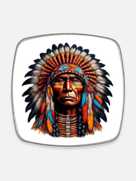 American Indian American - Square fridge magnet - white