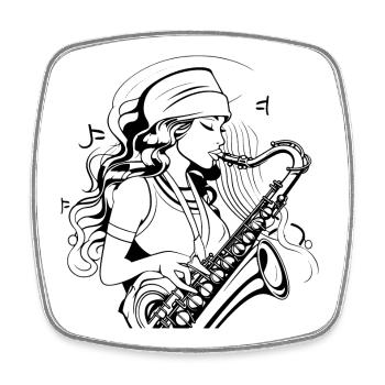 Saxophonist Drawing - Square fridge magnet - white - Front