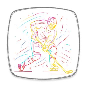 Eishockeyspieler Line Art - Viereckiger Kühlschrankmagnet - Weiß - Vorne