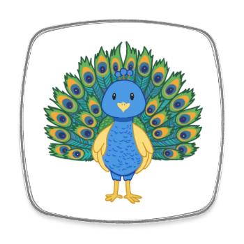 Peacock - Square fridge magnet - white - Front