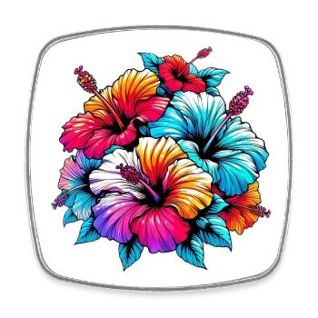 Hibiscus Flowers - Square fridge magnet - white - Front