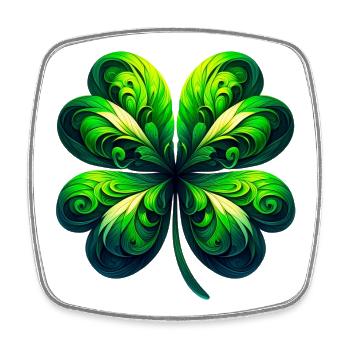 Trèfle à quatre feuilles - Magnet carré - blanc - Devant