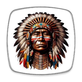 Amerikanischer Indianer Amerikaner - Viereckiger Kühlschrankmagnet - Weiß - Vorne