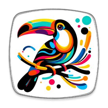 Toucan - Magnet carré - blanc - Devant
