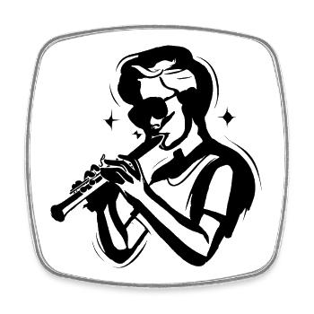 Flute Boy Sketch - Square fridge magnet - white - Front