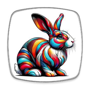 Rabbit - Square fridge magnet - white - Front