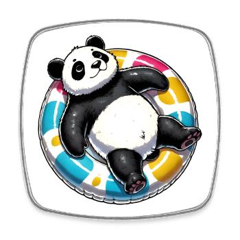 Un panda détendu sur un anneau de natation - Magnet carré - blanc - Devant