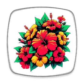 Hibiscus Flowers - Square fridge magnet - white - Front