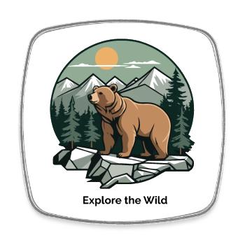 Bär in Berglandschaft Logo - Viereckiger Kühlschrankmagnet - Weiß - Vorne
