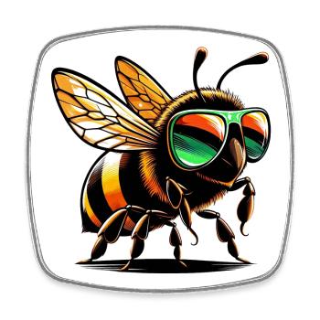 Bee - Square fridge magnet - white - Front