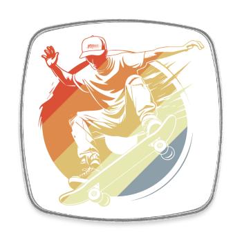 Skateboarder Boy Vintage Look - Square fridge magnet - white - Front