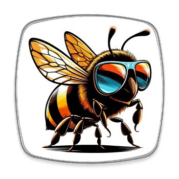 Bee - Square fridge magnet - white - Front