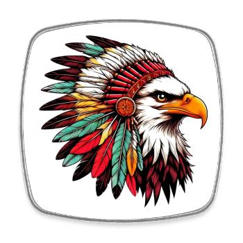 Aigle amérindien Peaux rouges américaines - Magnet carré - blanc - Devant