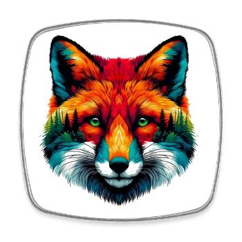 Renard - Magnet carré - blanc - Devant