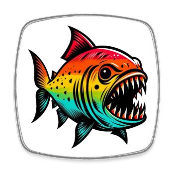 Piranha - Square fridge magnet - white - Front