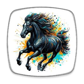 Cheval - Magnet carré - blanc - Devant