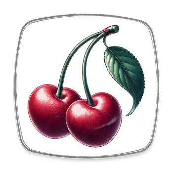 Cerises en forme de cœur : l’amour en pleine forme - Magnet carré - blanc - Devant
