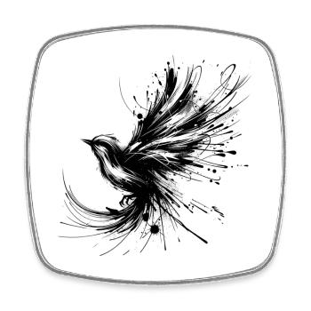 Schwarzer Vogel im InkArt-Stil - Viereckiger Kühlschrankmagnet - Weiß - Vorne