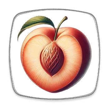 Pfirsich in Herzform: Schönheit der Frucht - Viereckiger Kühlschrankmagnet - Weiß - Vorne