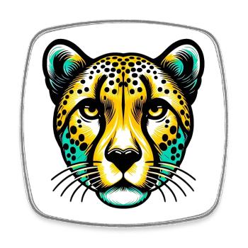 Guépard - Magnet carré - blanc - Devant