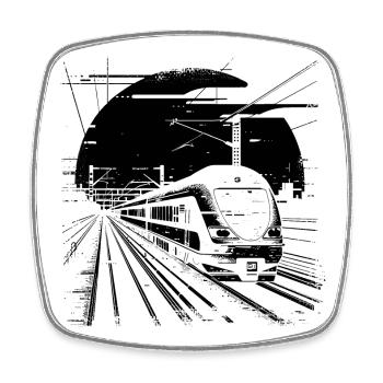 Railway Sketch - Square fridge magnet - white - Front