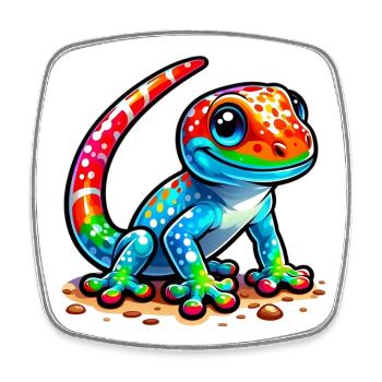 Gecko - Viereckiger Kühlschrankmagnet - Weiß - Vorne