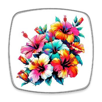 Hibiscus Flowers - Square fridge magnet - white - Front