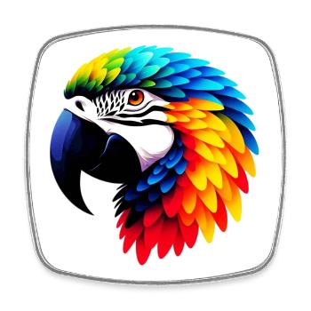 Parrot - Square fridge magnet - white - Front