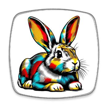 Rabbit - Square fridge magnet - white - Front
