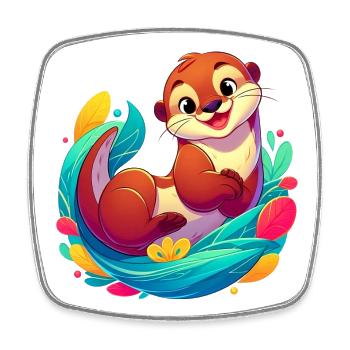 Otter - Viereckiger Kühlschrankmagnet - Weiß - Vorne