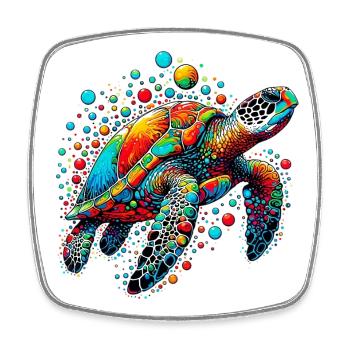 Turtle - Square fridge magnet - white - Front