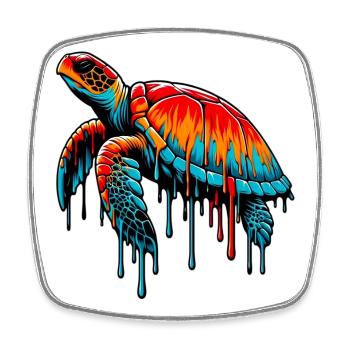 Turtle - Square fridge magnet - white - Front