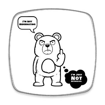 The uninterested bear - Viereckiger Kühlschrankmagnet - Weiß - Vorne