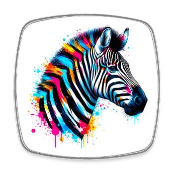 Zebra - Viereckiger Kühlschrankmagnet - Weiß - Vorne