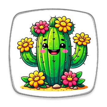 Cactus - Square fridge magnet - white - Front
