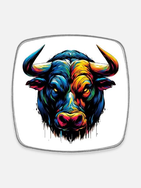 Bull - Square fridge magnet - white