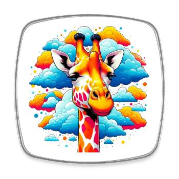 Giraffe with head in cloud clouds - Square fridge magnet - white - Front