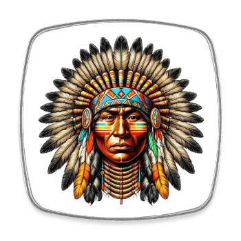 Amerikanisch, Indianer, Amerikaner - Viereckiger Kühlschrankmagnet - Weiß - Vorne