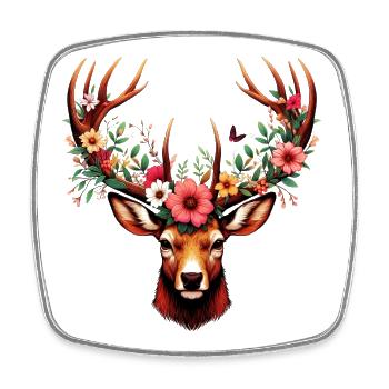Deer with Flowers - Square fridge magnet - white - Front