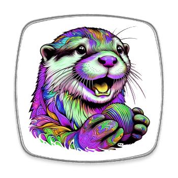 Otter - Viereckiger Kühlschrankmagnet - Weiß - Vorne