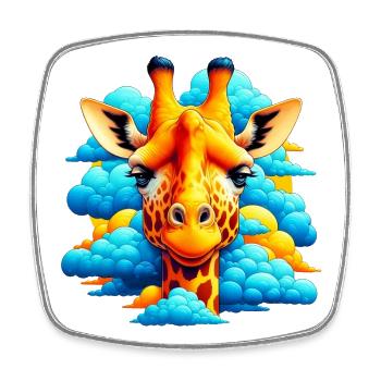 Giraffe with head in cloud clouds - Square fridge magnet - white - Front
