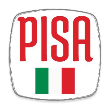 Lebendige italienische Flagge und PISA Heritage Design - Viereckiger Kühlschrankmagnet - Weiß - Vorne