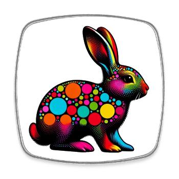 Rabbit - Square fridge magnet - white - Front
