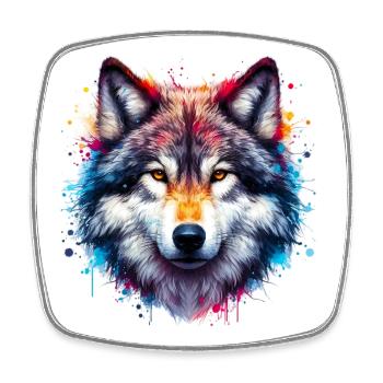 Wolf - Square fridge magnet - white - Front