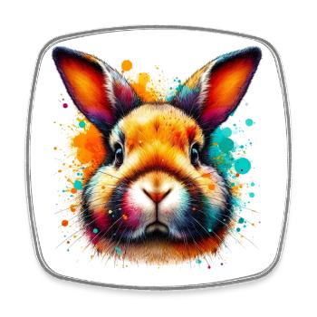 Rabbit - Square fridge magnet - white - Front