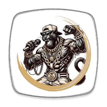 Une panthère musclée comme un rappeur, de l’énergie et du style - Magnet carré - blanc - Devant
