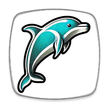 Dolphin - Square fridge magnet - white - Front