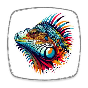 Iguana - Square fridge magnet - white - Front
