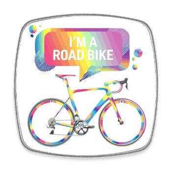 Lebendiges Regenbogen-Rennrad-Design - Viereckiger Kühlschrankmagnet - Weiß - Vorne