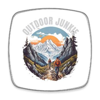 Outdoor Junkie - Viereckiger Kühlschrankmagnet - Weiß - Vorne